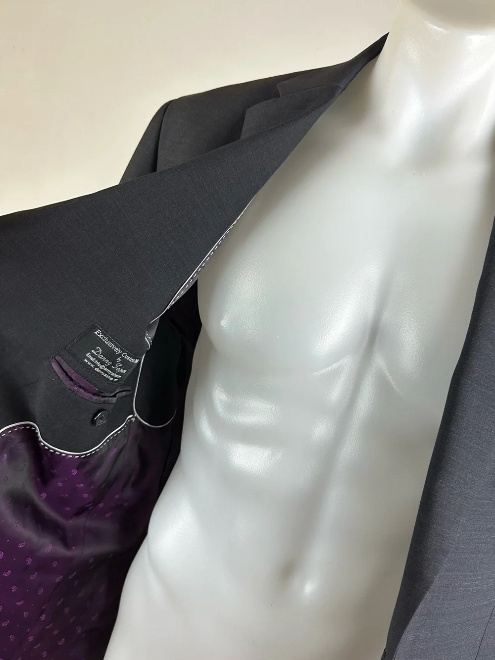 One-of-a-Kind, Bespoke Danny Sajnani Superfine Wool Sport Jacket w/ Purple Liner